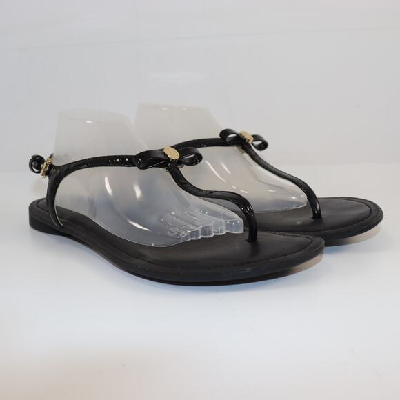 Michael Kors Black Patent Bow Sandals | Size 8.5 | Logo Sole - Picture 1 of 5